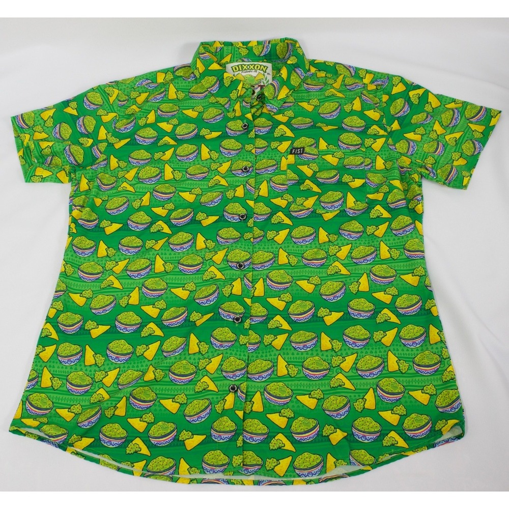 Dixxon Flannel Co FIST Men's Button Up Shirt Mens Chips N Guac Print‎ Green XL